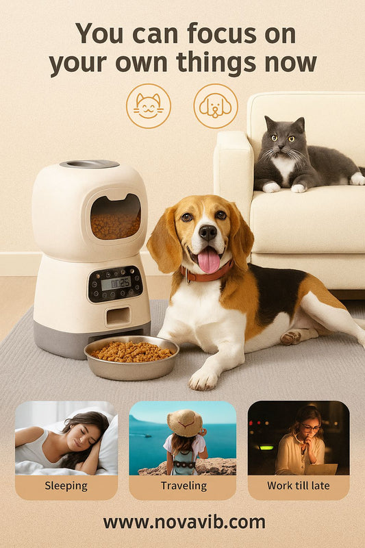ROJECO Automatic Pet Feeder Button Version Auto Cat Food Dispenser Accessories Smart Control Pet Feeder For Cats Dog Dry Food