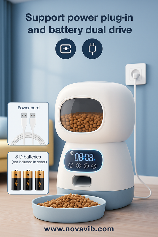 ROJECO Automatic Pet Feeder Button Version Auto Cat Food Dispenser Accessories Smart Control Pet Feeder For Cats Dog Dry Food